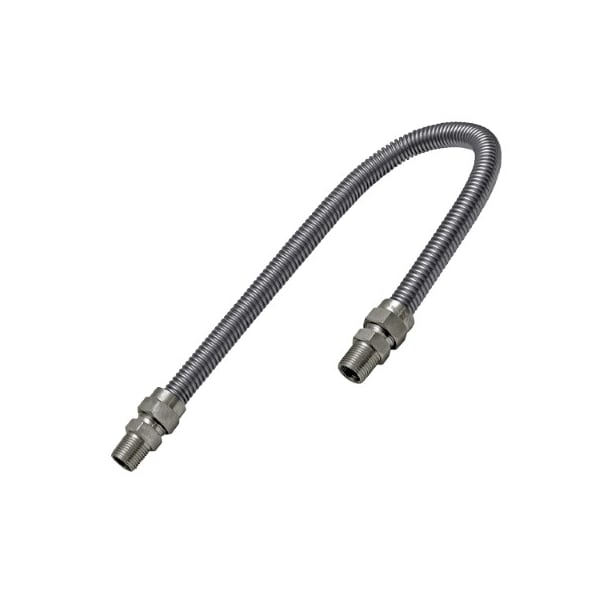 Flextron Gas Line Hose 1/2'' O.D. x 30'' Length with 3/8" MIP Fittings, Stainless Steel Flexible Connector FTGC-SS38-30G - main